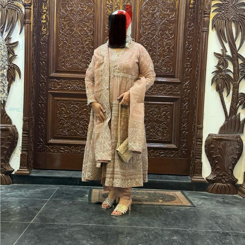 Elegant Beige Embroidered Dress